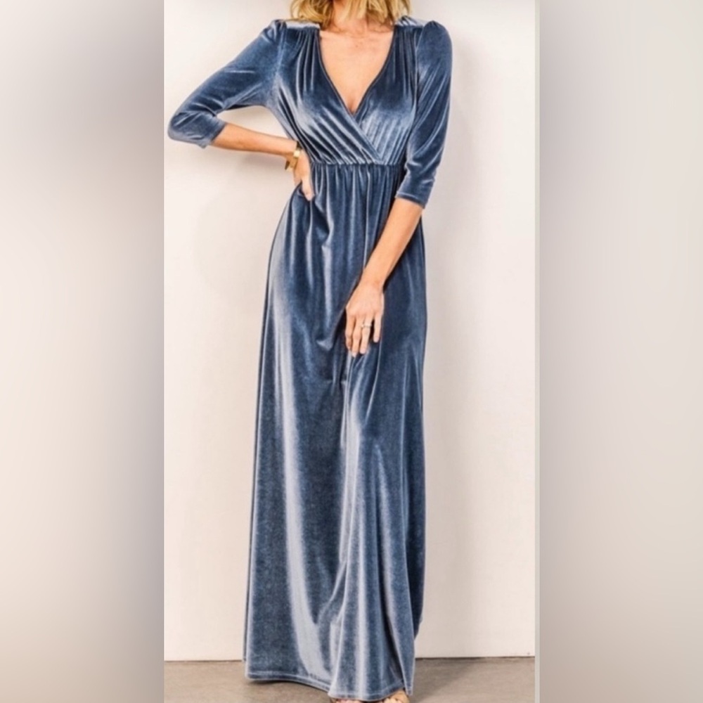 Baltic Born Velvet Maxi Dress in Blue
